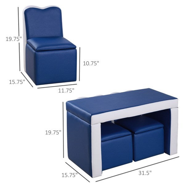 Kids 2-in-1 Sofa Sets-Blue