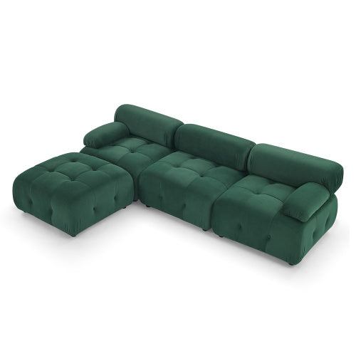 Modular Sectional Sofa, Button Tufted Designed and DIY Combination,L Shaped Couch with Reversible Ottoman, Navy Velvet