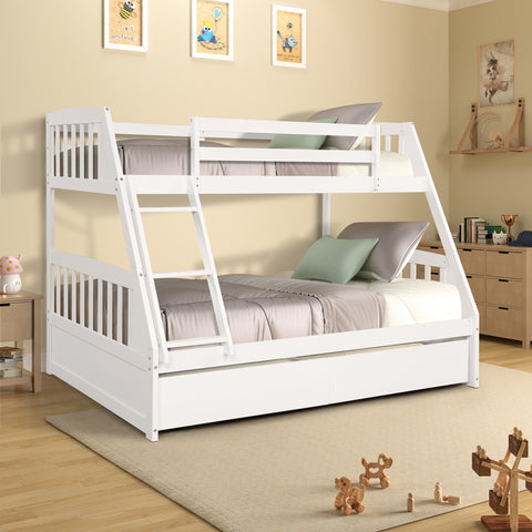 Solid Wood Twin Over Full Bunk Bed with Two Storage Drawers