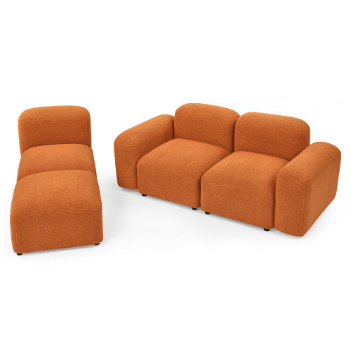 L-Shape Modular Sectional Sofa,DIY Combination,Teddy Fabric