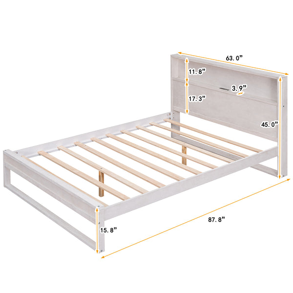 3-Pieces Bedroom Sets Queen Size Platform Bed with Two Nightstands