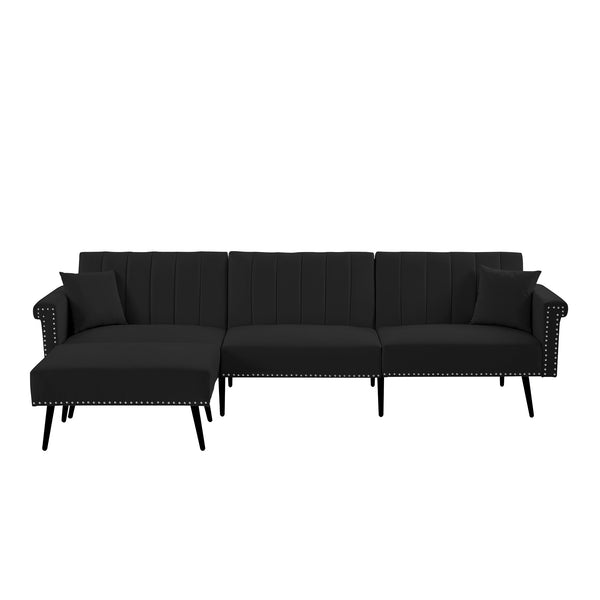 BLACK SECTIONAL SOFA BED