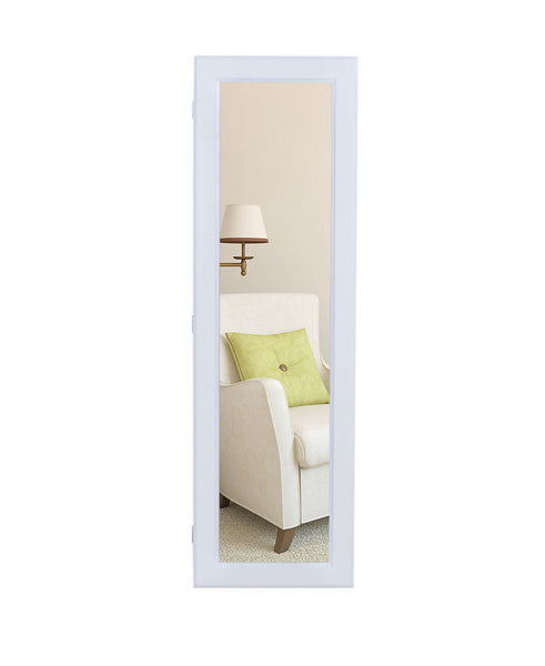 Wall-mounted white large-capacity wooden mirror cabinet with full-length mirror