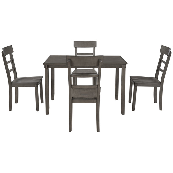 5-piece Kitchen Dining Table Set Wood Table and Chairs Set for Dining Room (Gray)