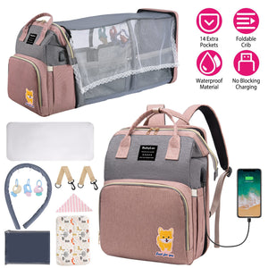 Multifunctional Diaper Bag Backpack Waterproof Mommy Bag Nappy Bag Maternity Backpack for Baby with Insulated Pockets Diaper Pad Toys Burp Cloth USB Port