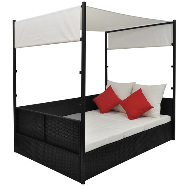 Garden Bed with Canopy Black 74.8"x51.2" Poly Rattan