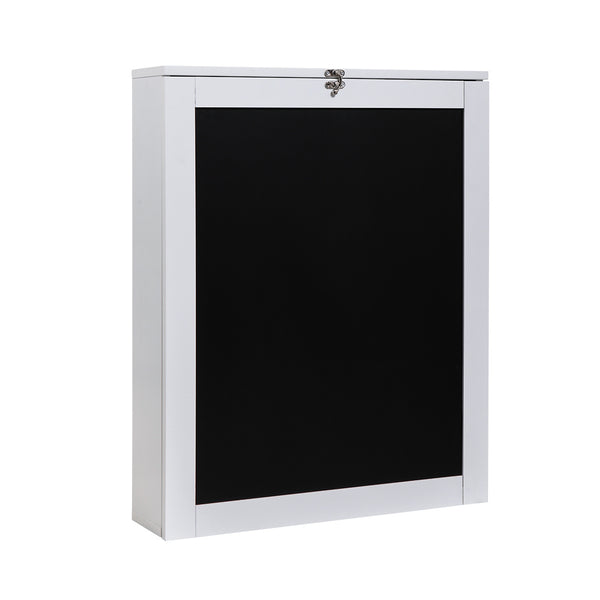 Floating Wall Mounted Table, Foldable Desk with Storage Shelves and Blackboard - black+white XH