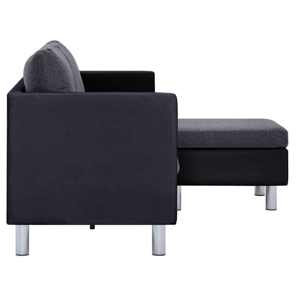 3-Seater Sofa with Cushions Black Faux Leather