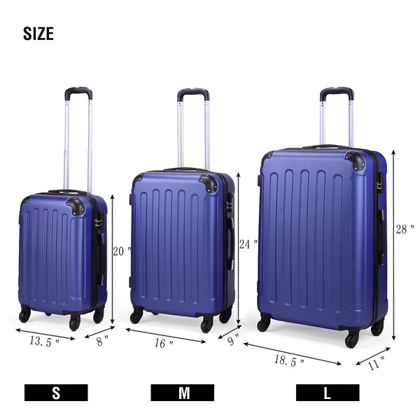 3-Piece Luggage Expandable Lightweight Travel Suitcase Set with Code Lock, Spinner Wheels, 20/24/28 Inches