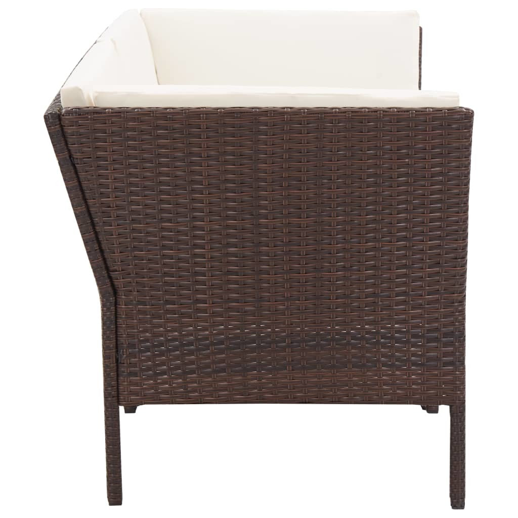6 Piece Garden Lounge Set with Cushions Poly Rattan Brown