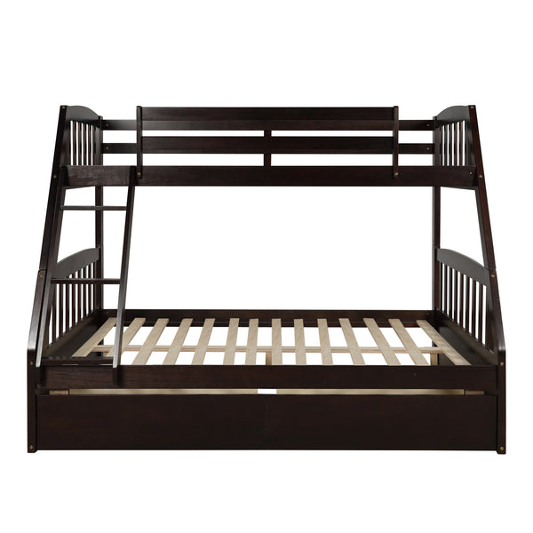 Solid Wood Twin Over Full Bunk Bed with Two Storage Drawers