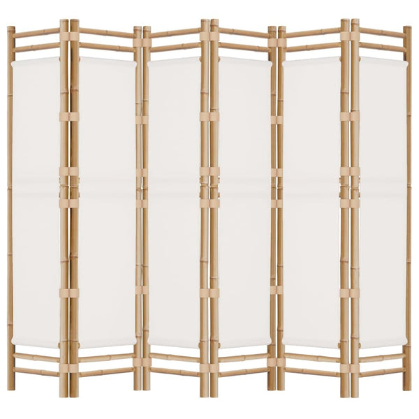 Folding 6-Panel Room Divider 94.5" Bamboo and Canvas