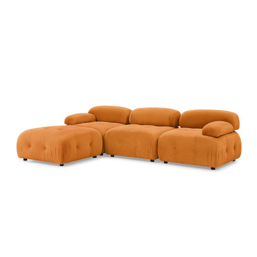 Modular Sectional Sofa, Button Tufted Designed and DIY Combination,L Shaped Couch with Reversible Ottoman, Navy Velvet