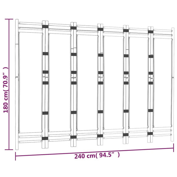 Folding 6-Panel Room Divider 94.5" Bamboo and Canvas