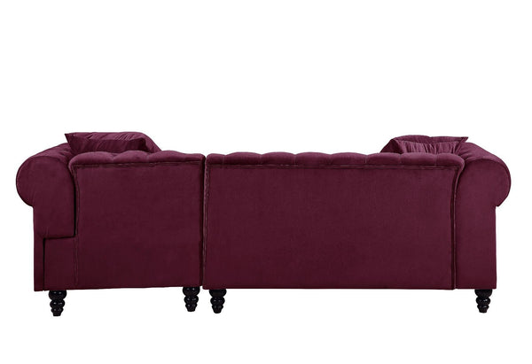 Adnelis Sectional Sofa w/2 Pillows; Red Velvet 57315