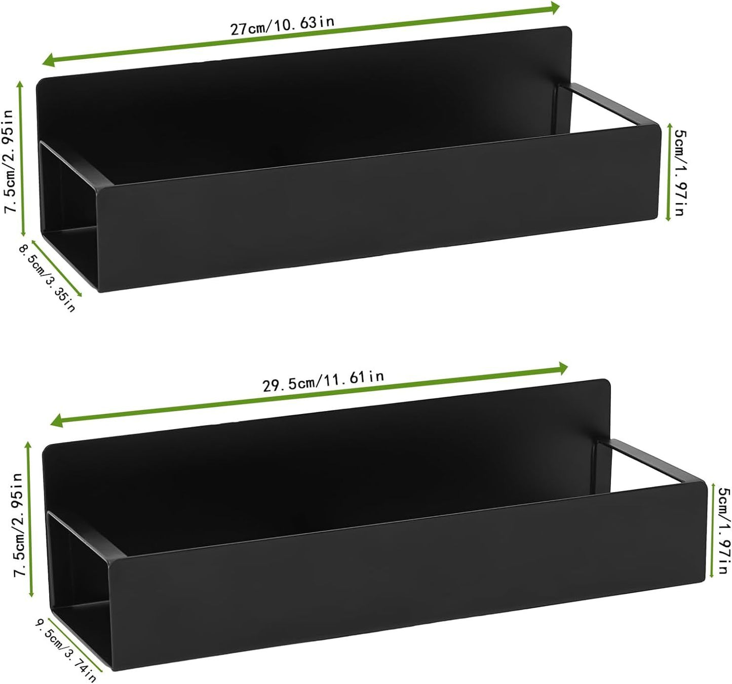 2 Pack Magnetic Spice Storage Rack Organizer for Refrigerator and Oven, Black Fridge Organizers and Storage,Magnetic Fridge Shelf Seasoning Rack,Perfect Kitchen Organization and Storage