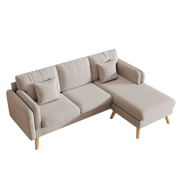 3020 L-shaped sofa with footrests can be left and right interchangeable plus double armrests 84.6" light gray sofa suitable for living room apartment