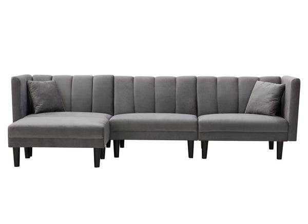 REVERSIBLE SECTIONAL SOFA SLEEPER WITH 2 PILLOWS  VELVET