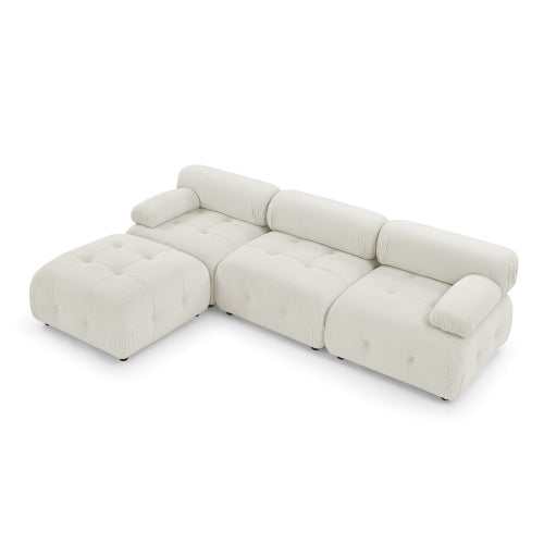 Modular Sectional Sofa, Button Tufted Designed and DIY Combination,L Shaped Couch with Reversible Ottoman, Navy Velvet