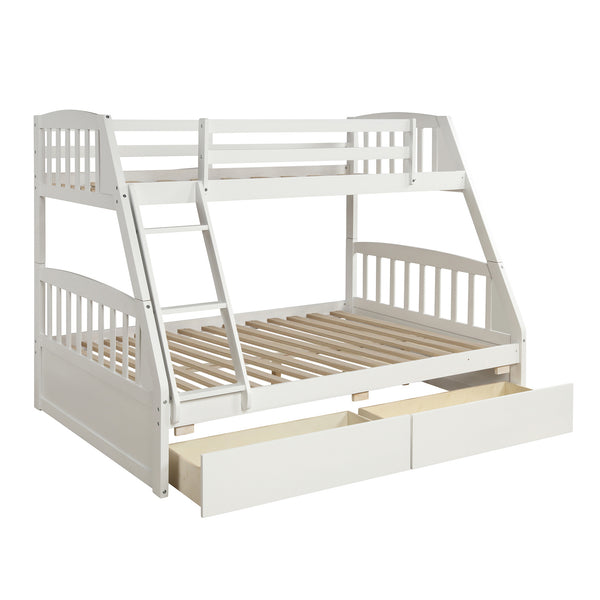 Solid Wood Twin Over Full Bunk Bed with Two Storage Drawers