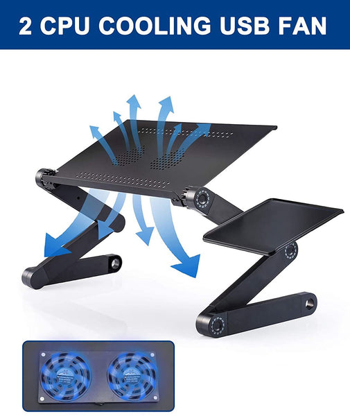 Adjustable Laptop Desk, RAINBEAN Laptop Stand for Bed Portable Lap Desk Foldable Table Workstation Notebook Riser with Mouse Pad, Ergonomic Computer Tray Reading Holder Bed Tray Standing Desk