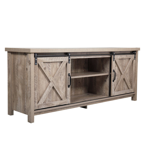 Modern Farmhouse Barn Wood Stand tv cabinet with Cabinet Doors TV's up ,Storage Cabinet Doors and Shelves, Entertainment Cente XH