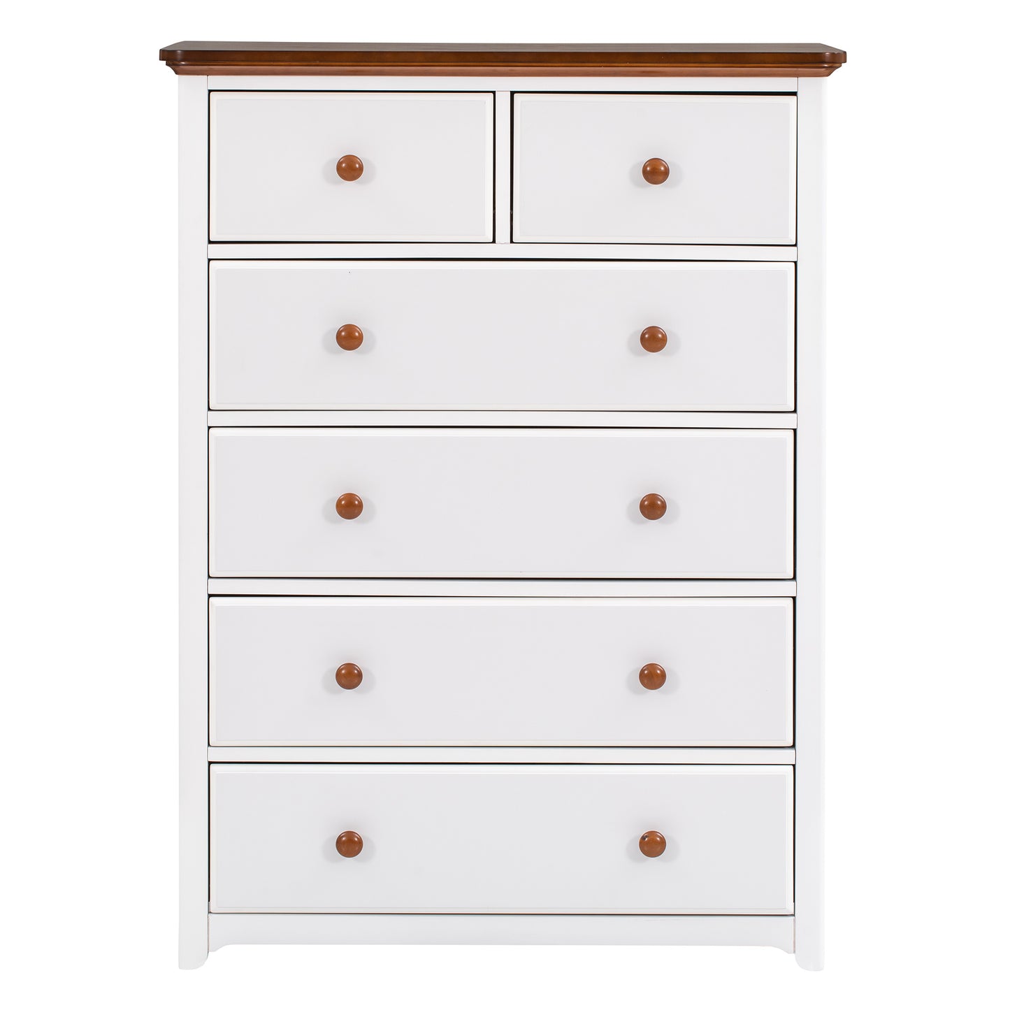 3-Pieces Bedroom Sets Queen Size Platform Bed with Nightstand(USB Charging Ports) and Storage Chest; White+Walnut