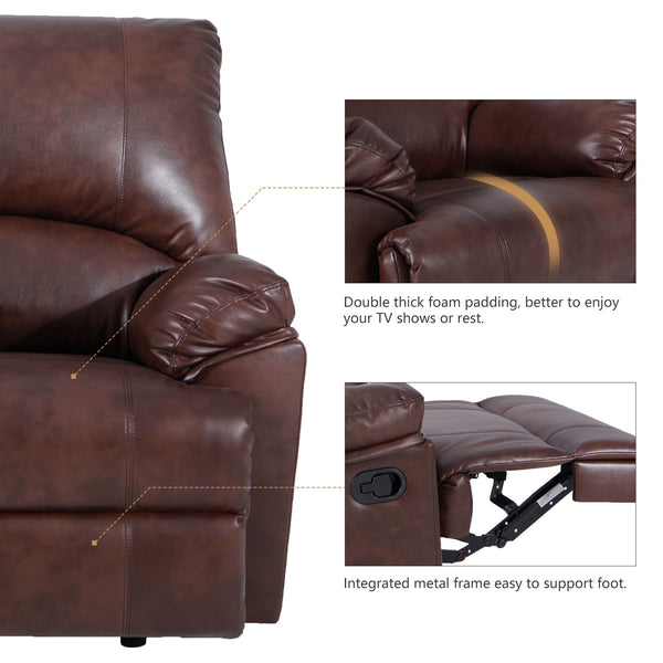 Free Shipping Recliner Chair Massage Rocker with Heated Modern PU Leather Single Sofa Seat  Living Room Chair