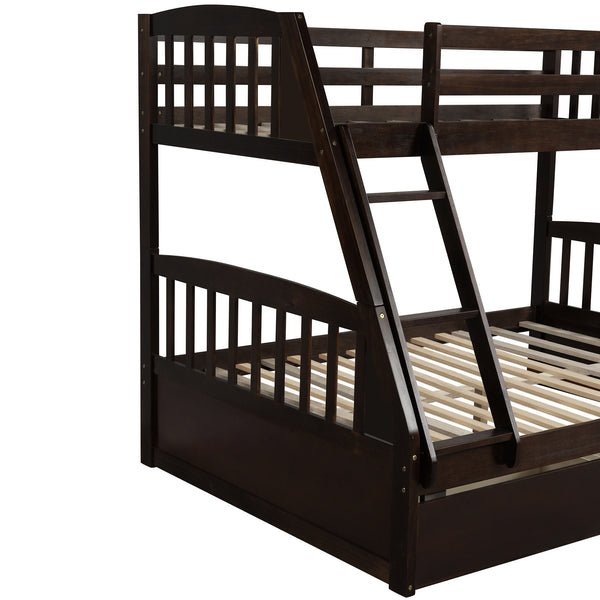 Solid Wood Twin Over Full Bunk Bed with Two Storage Drawers