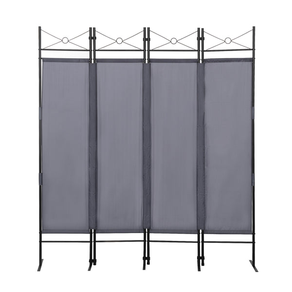 4-Panel Metal Folding Room Divider, 5.94Ft Freestanding Room Screen Partition Privacy Display for Bedroom, Living Room, Office