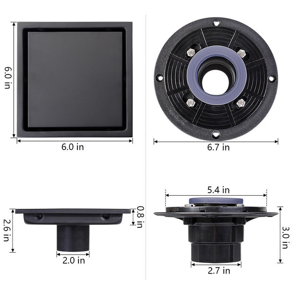 6 Inch Square Shower Floor Drain