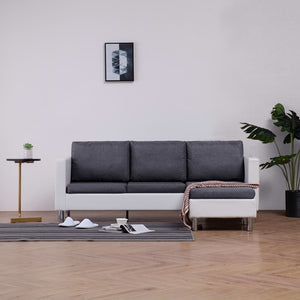 3-Seater Sofa with Cushions White Faux Leather