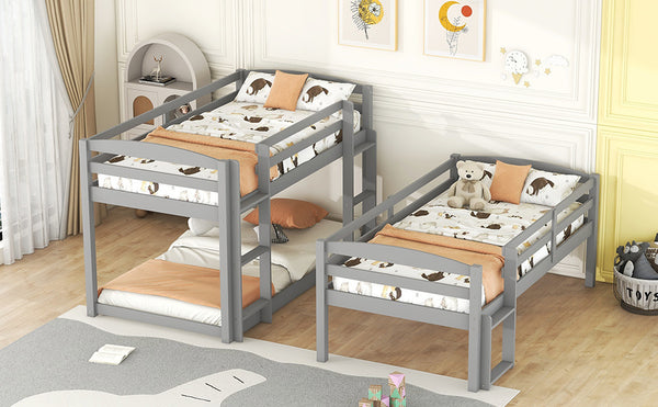 Twin over Twin over Twin Triple Bunk Bed,Gray