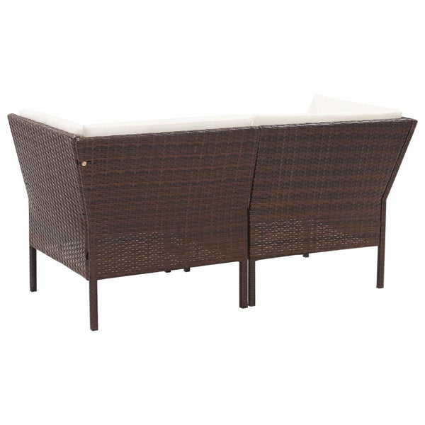 6 Piece Garden Lounge Set with Cushions Poly Rattan Brown