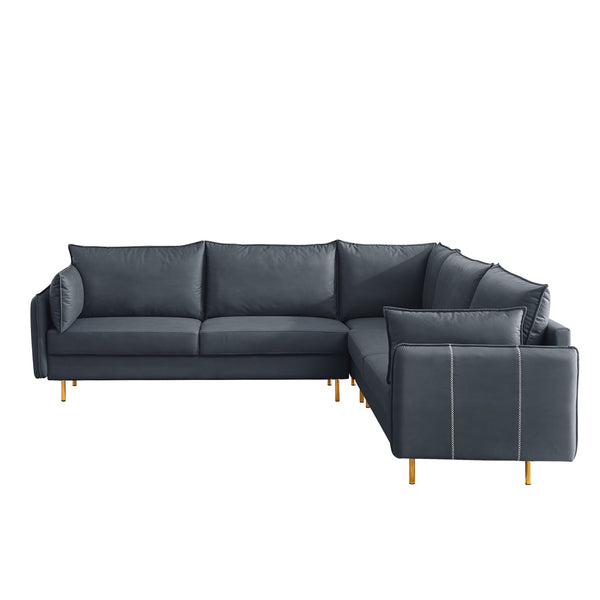 L-Shaped Corner Sectional Technical leather Sofa-Dark Grey;  92.5*92.5''