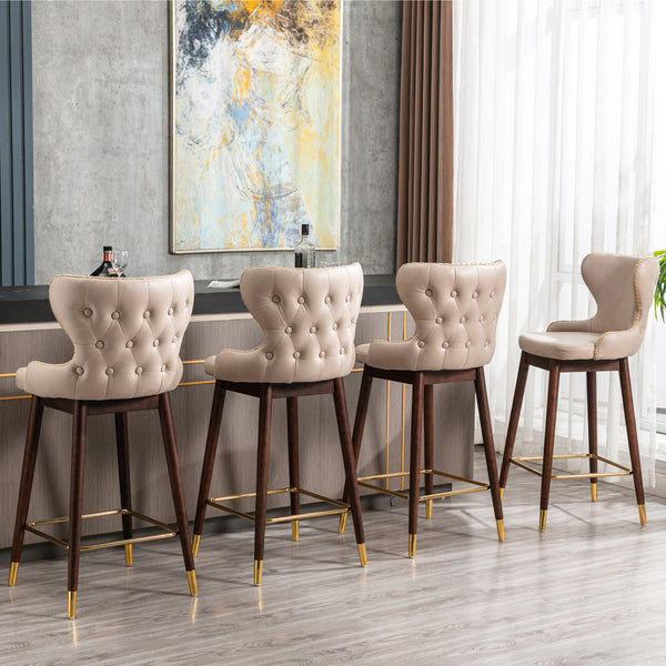 Furniture,29.9\\\\\\\" Modern Leathaire Fabric bar chairs, Tufted Gold Nailhead Trim Gold Decoration Bar stools,Set of 2