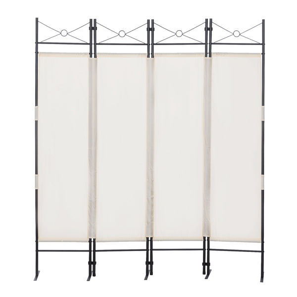 4-Panel Metal Folding Room Divider, 5.94Ft Freestanding Room Screen Partition Privacy Display for Bedroom, Living Room, Office