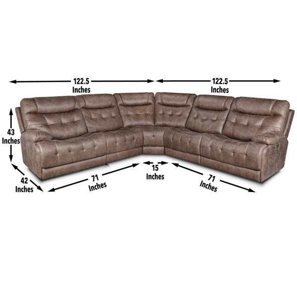 5-Piece Modular Reclining Sofa Sectional - Power Headrest, Power Footrest - Ultimate Relaxation and Customizable Configuration - Button Tufted Design with USB Charging Ports