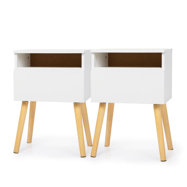 Set of 2 Modern Nightstand, Bedroom Endtable with Drawer, Shelf, Bedside Furniture for Living Room,