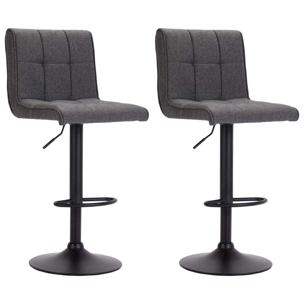 Bar Stools 2 pcs Dark Gray Fabric