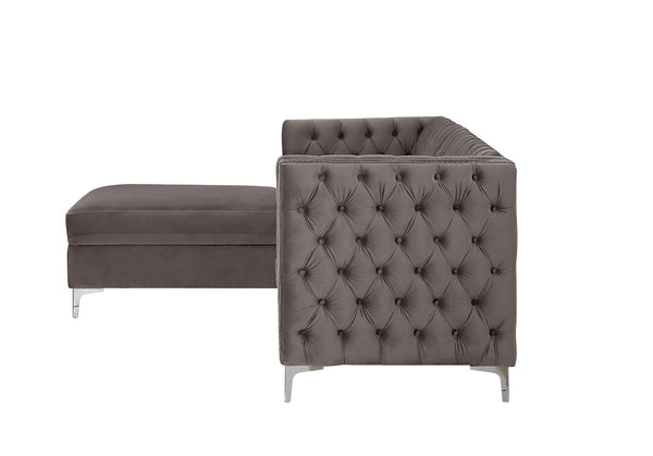 Sullivan Sectional Sofa; Gray Velvet 55495