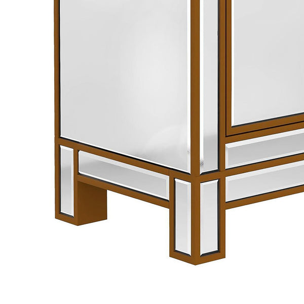 Modern Mirrored Nightstand with 2 Storage Cabinets for Living Room/Bedroom,Crystal Knobs