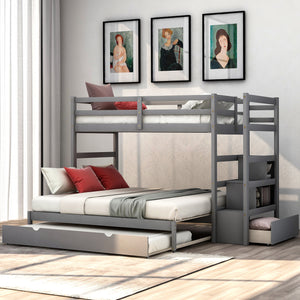 Twin over Twin/King Bunk Bed with Twin Size Trundle