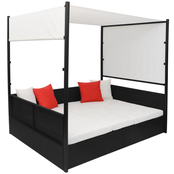 Garden Bed with Canopy Black 74.8"x51.2" Poly Rattan