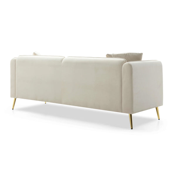 77.2' Modern Upholstered Velvet Sofa 3 Seater Couch with Removable Cushions Side Pocket Mid-Century Tufted Living Room Set Gold Metal Legs,2 Pillows Included