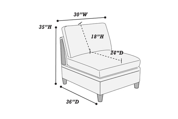 Contemporary Living Room Furniture 5pc Modular Sectional Set Steel Dorris Fabric Couch 2x Wedges 1x Armless Chair And 2x Ottomans