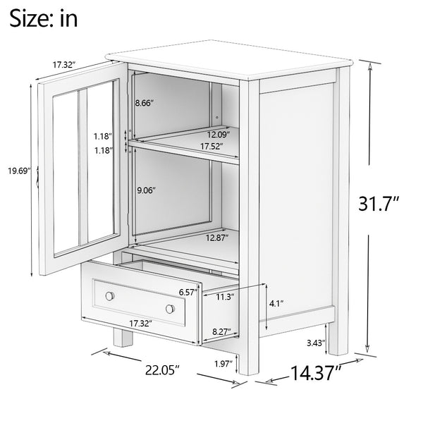 Buffet storage cabinet with single glass doors and unique bell handle YJ