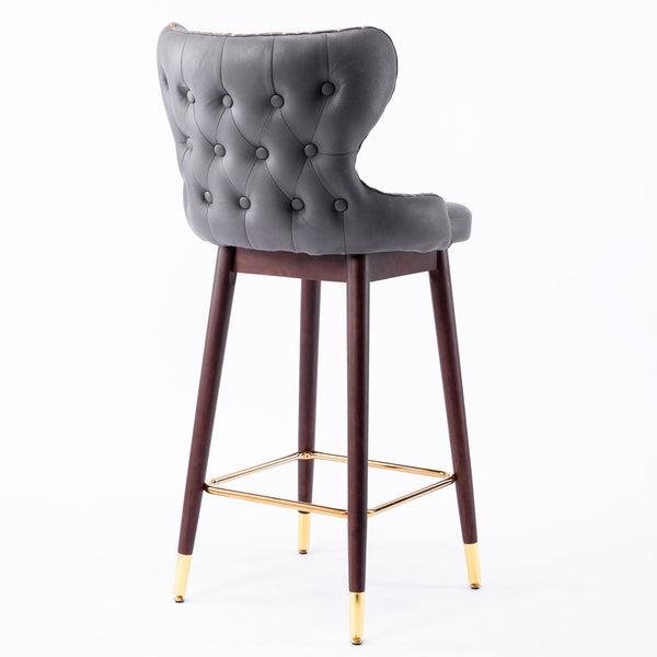 Furniture,29.9\\\\\\\" Modern Leathaire Fabric bar chairs, Tufted Gold Nailhead Trim Gold Decoration Bar stools,Set of 2