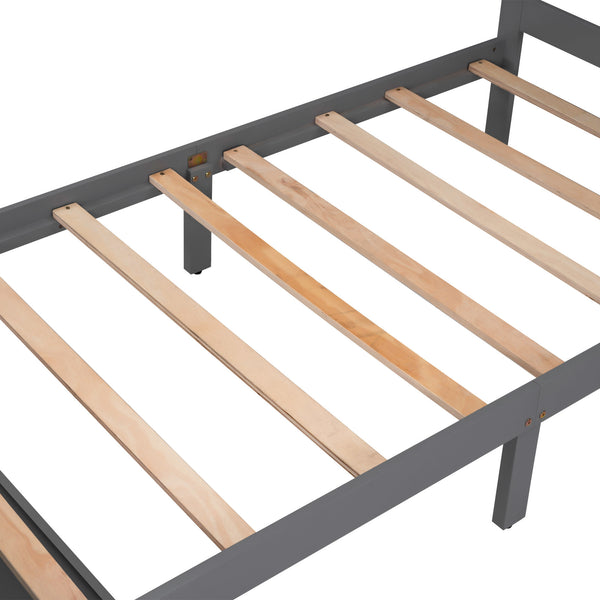 Twin Size Platform Bed with Drawer, Gray(New, expected to arrive on March 15) RT