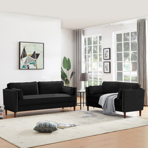 8120 2P+3P Living room black sofa